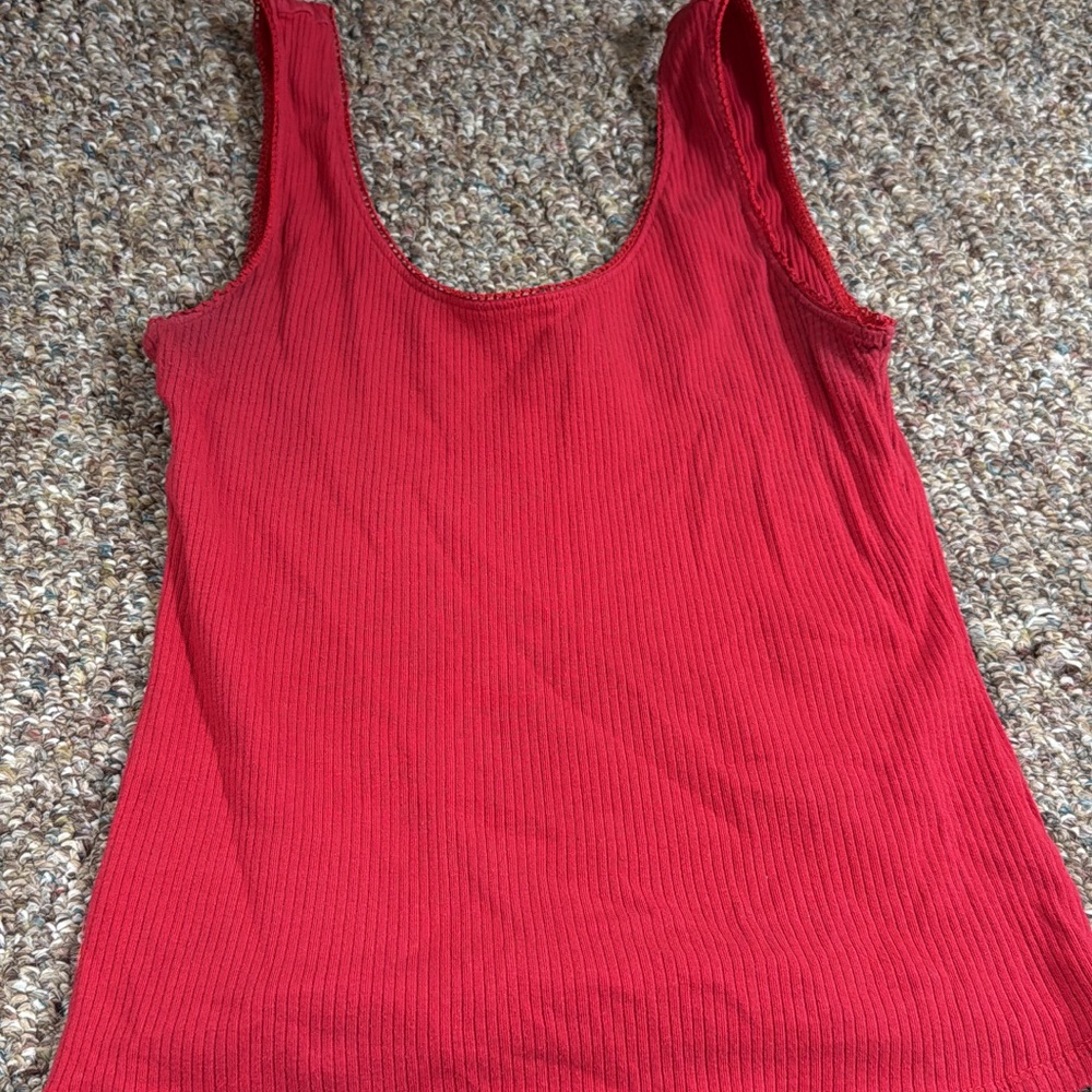 Red Sleeveless Ribbed Top
